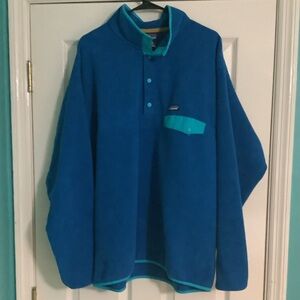 Patagonia Blue Fleece Pullover with Teal Trim